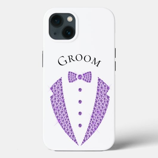Coques Case-Mate iPhone Élégant Mariage de typographie violet de Tuxedo Gr (Verso)