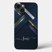 Coques Case-Mate iPhone Elégant métal 3D look Calligraphie noir Monogramme (Verso)