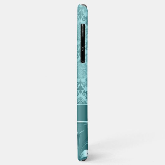 Coques Case-Mate iPhone Elégant métal Turquoise-vert Damas & dentelle (Dos/Gauche)