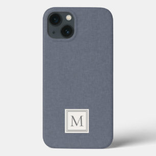 Case-Mate iPhone Case Élégant Minimaliste Bleu Gris Lin Faux Monogramme