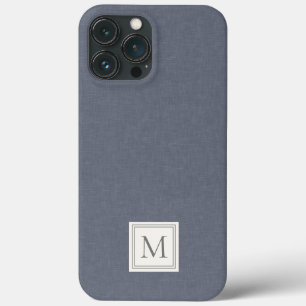 Case-Mate iPhone Case Élégant minimaliste gris bleu Faux lin Monogramme