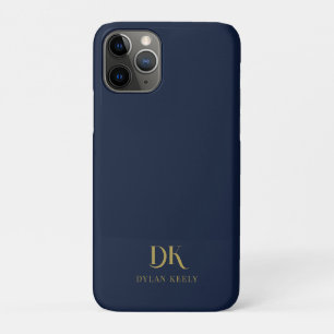 Case-Mate iPhone Case Élégant minimaliste Monogramme bleu foncé or éléga