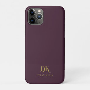 Case-Mate iPhone Case Élégant minimaliste Monogramme rouge foncé Or élég