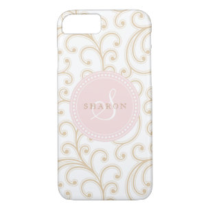 Coques Pour iPhone Élégant modèle floral rose poule doré rose