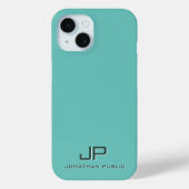 Coques Case-Mate iPhone Élégant Modèle Monogramme Turquoise bleu vert (Verso)