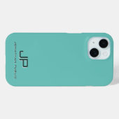 Coques Case-Mate iPhone Élégant Modèle Monogramme Turquoise bleu vert (Verso (horizontal))