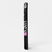 Coques Case-Mate iPhone Élégant modèle noir et blanc de damas avec monogra (Dos/Gauche)