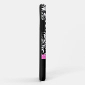 Coques Case-Mate iPhone Élégant modèle noir et blanc de damas avec monogra (Dos/Droite)