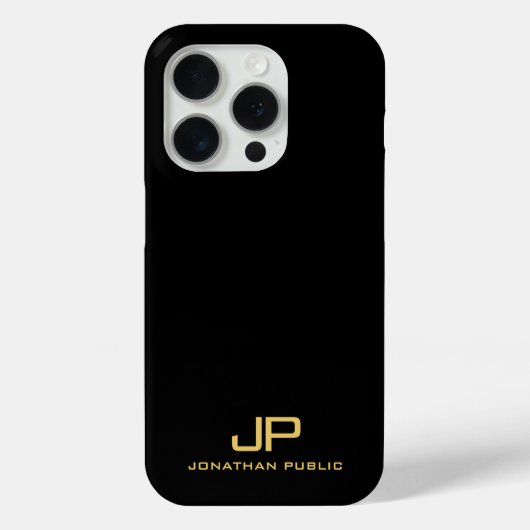 Coques Case-Mate iPhone Élégant Modèle Personnalisé Monogramme Noir Et Or (Verso)