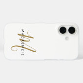 Coques Case-Mate iPhone Elegant Modern White Gold Script Monogram (Verso (horizontal))