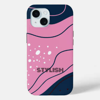 Coque Pour iPhone 15 Elégant & moderne bleu & blanc