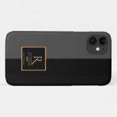 Coques Case-Mate iPhone Élégant Moderne Monogrammé Noir Or (Dos (Horizontal))