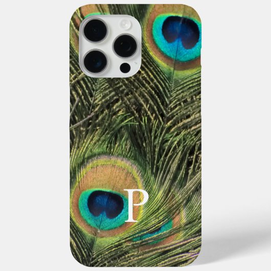 Coques Case-Mate iPhone Élégant moderne Peacock Feather Monogramme Télépho (Verso)