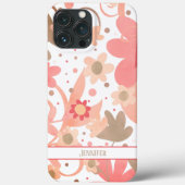 Coques Case-Mate iPhone Élégant Moderne Rose Floral Fille Inspiritisme Nom (Verso)