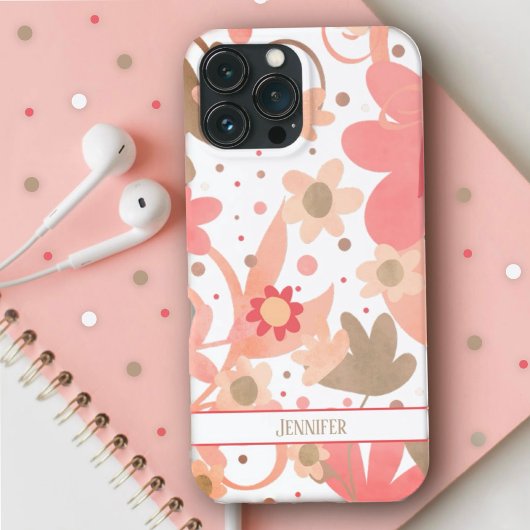 Coques Case-Mate iPhone Élégant Moderne Rose Floral Fille Inspiritisme Nom