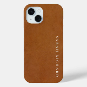Coque Pour iPhone 15 Élégant Moderne Rustique Tan Tan Texture Cuir Pers