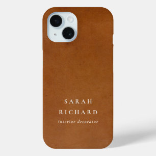 Coque Pour iPhone 15 Élégant Moderne Rustique Tan Tan Texture Cuir Pers