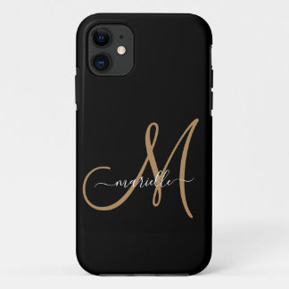Case-Mate iPhone Case Élégant Monogram Black Gold Nom
