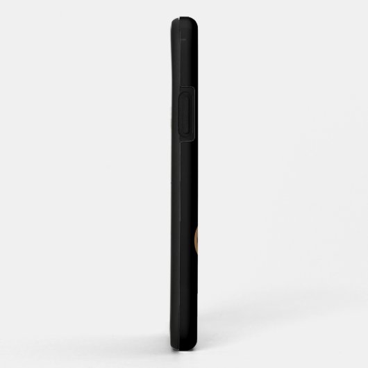 Coques Case-Mate iPhone Élégant Monogram Black Gold Nom (Dos/Droite)