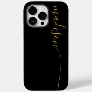 Coque Pour Pour iPhone 14 Pro Max Élégant Monogram Black Gold Script