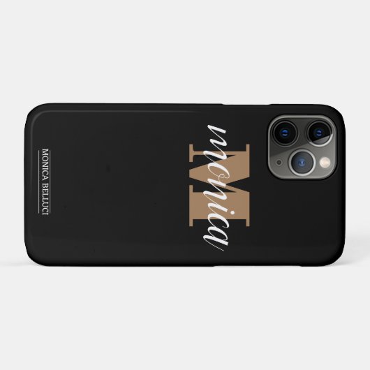 Coques Case-Mate iPhone Elegant Monogram Black Gold Script minimal (Dos (Horizontal))