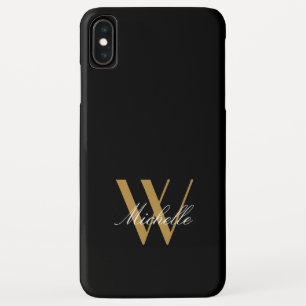 Case-Mate iPhone Case Élégant Monogram Black Gold Simple Nom Script