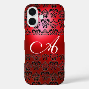 COQUES iPhone 16  ÉLÉGANT MONOGRAM DE DOMMASQUES NOIR ROUGE