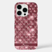 Coques Case-Mate iPhone Elegant Monogram Dusky Rose Sparkle (Verso)