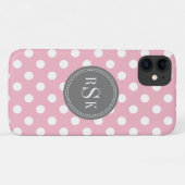 Coques Case-Mate iPhone Élégant Monogram Trio Pois rose (Dos (Horizontal))