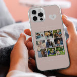 Coque Pour iPhone 14 Élégant monogramme 9 photo collage<br><div class="desc">Ajoutez neuf images famille,  enfants,  animaux domestiques ou meilleures amies et créez votre propre étui photo-collage avec votre nom monogramme initial dans un coeur blanc sur un arrière - plan rose clair.                  Facile à personnaliser avec vos images et votre lettre de carré personnalisées</div>