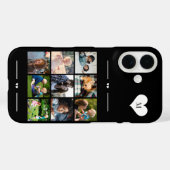 Coques Case-Mate iPhone Élégant monogramme 9 photo collage noir (Verso (horizontal))