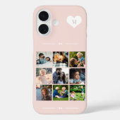 Coques Case-Mate iPhone Élégant monogramme 9 photo collage rose vif (Verso)