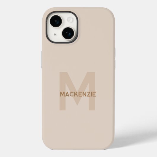 Coques Case-Mate iPhone Élégant Monogramme Beige Or Moderne Typographie No (Verso)