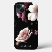 Coques Case-Mate iPhone Élégant Monogramme botanique noir (Verso)