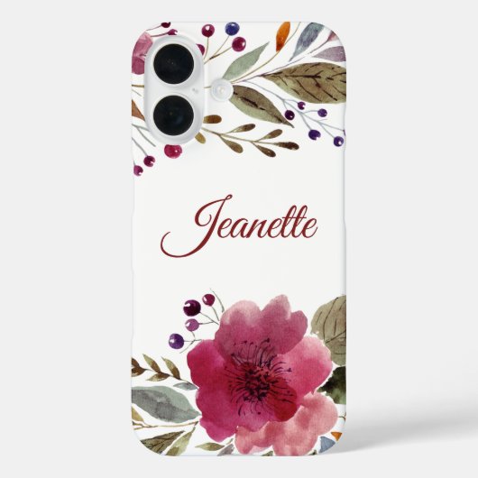 Coques Case-Mate iPhone Élégant Monogramme Bourgogne Aquarelle (Verso)
