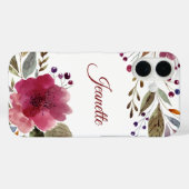 Coques Case-Mate iPhone Élégant Monogramme Bourgogne Aquarelle (Verso (horizontal))