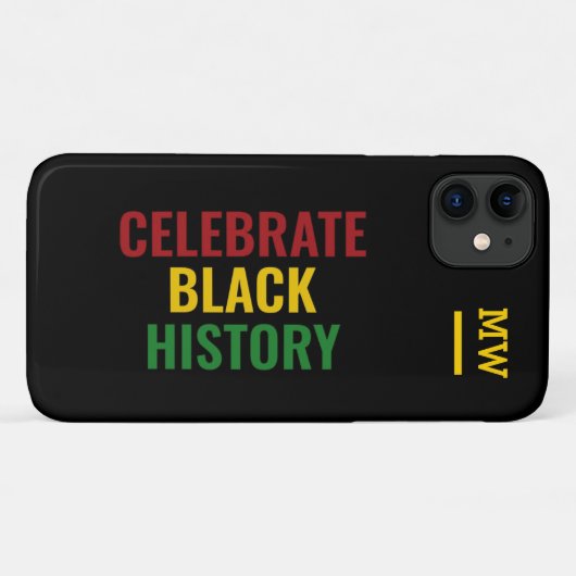 Coques Case-Mate iPhone Élégant monogramme CÉLÉBRER L'HISTOIRE NOIRE (Dos (Horizontal))