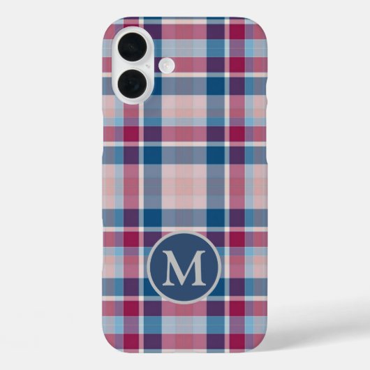 Coques Case-Mate iPhone Élégant Monogramme classique rouge et bleu (Verso)