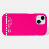 Coques Case-Mate iPhone Élégant Monogramme Coeurs blancs rose vif (Verso (horizontal))