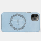 Coques Case-Mate iPhone Élégant monogramme de couronne | Bleu (Dos (Horizontal))