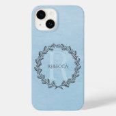 Coques Case-Mate iPhone Élégant monogramme de couronne | Bleu (Verso)
