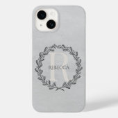 Coques Case-Mate iPhone Élégant monogramme de couronne | Gris (Verso)