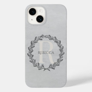 Coque Pour iPhone 14 Élégant monogramme de couronne   Gris