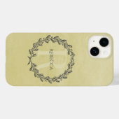 Coques Case-Mate iPhone Élégant monogramme de couronne | jaune (Verso (horizontal))