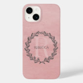 Coques Case-Mate iPhone Élégant monogramme de couronne | Rose (Verso)