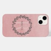 Coques Case-Mate iPhone Élégant monogramme de couronne | Rose (Verso (horizontal))