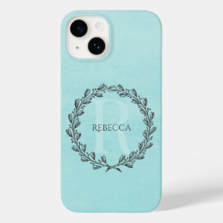 Coque Pour iPhone 14 Élégant monogramme de couronne | TURQUOISE
