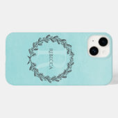 Coques Case-Mate iPhone Élégant monogramme de couronne | TURQUOISE (Verso (horizontal))