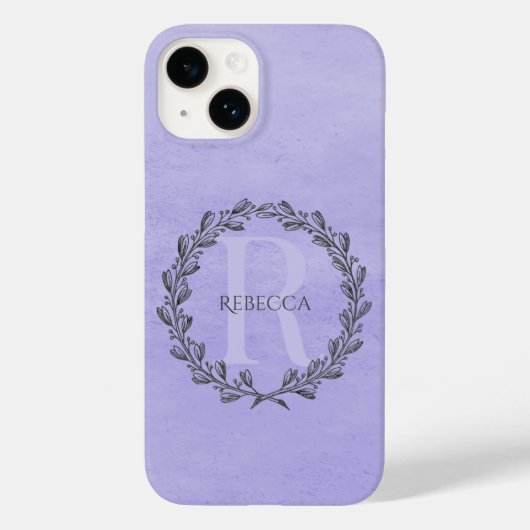 Coques Case-Mate iPhone Élégant monogramme de couronne | Violet (Verso)