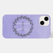 Coques Case-Mate iPhone Élégant monogramme de couronne | Violet (Verso (horizontal))